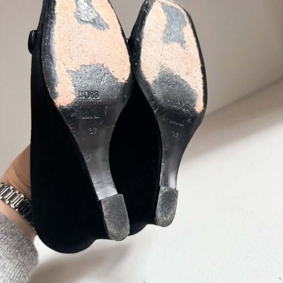 Boss Hugo Boss Black Suede Wedge Heels 37 - Picture 6 of 9